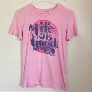 Life is Good Classic Fit Graphic T-Shirt Pink Blue Tropical REALLY GOOD Small